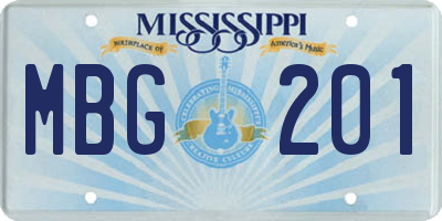 MS license plate MBG201