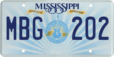 MS license plate MBG202