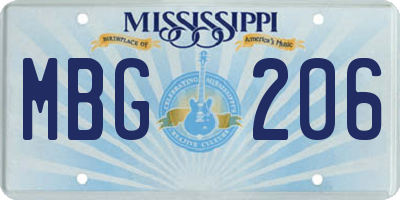 MS license plate MBG206