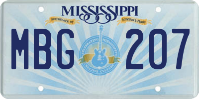 MS license plate MBG207
