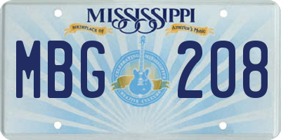 MS license plate MBG208