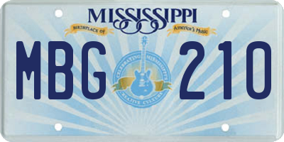 MS license plate MBG210