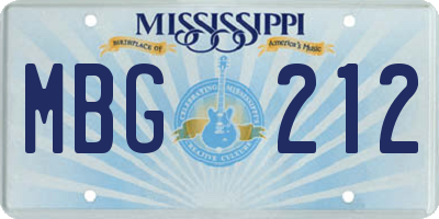 MS license plate MBG212