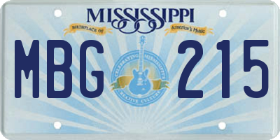 MS license plate MBG215