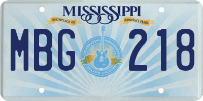 MS license plate MBG218