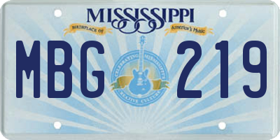 MS license plate MBG219