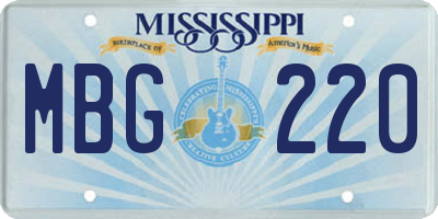 MS license plate MBG220