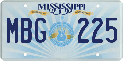 MS license plate MBG225