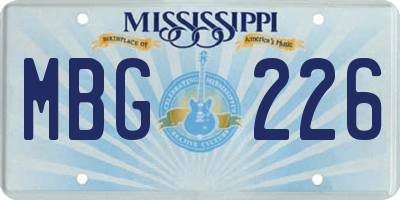 MS license plate MBG226
