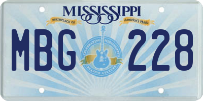 MS license plate MBG228