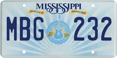 MS license plate MBG232