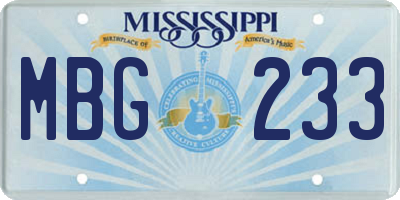 MS license plate MBG233