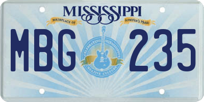 MS license plate MBG235