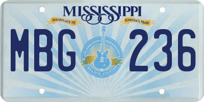MS license plate MBG236