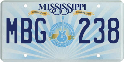 MS license plate MBG238