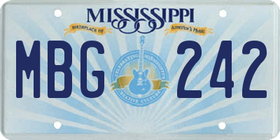 MS license plate MBG242