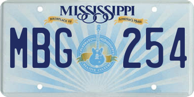 MS license plate MBG254