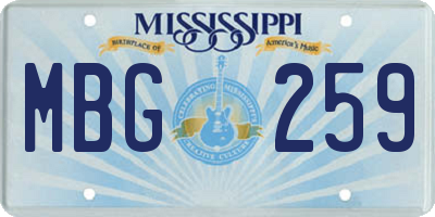 MS license plate MBG259