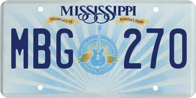 MS license plate MBG270