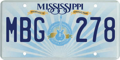 MS license plate MBG278