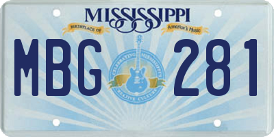 MS license plate MBG281