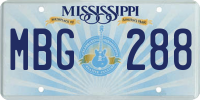 MS license plate MBG288