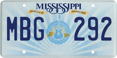 MS license plate MBG292