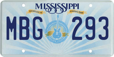 MS license plate MBG293