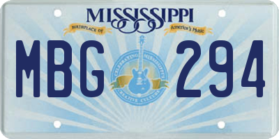 MS license plate MBG294