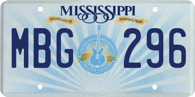 MS license plate MBG296