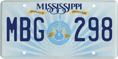 MS license plate MBG298