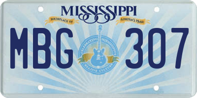 MS license plate MBG307