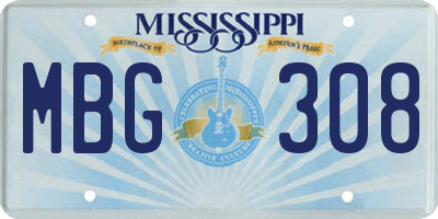 MS license plate MBG308