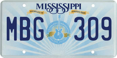 MS license plate MBG309