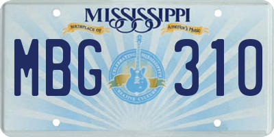 MS license plate MBG310