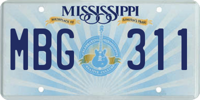 MS license plate MBG311