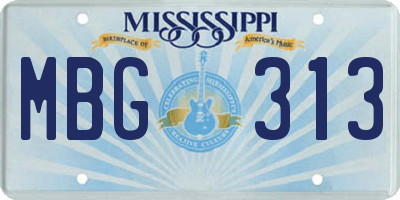 MS license plate MBG313
