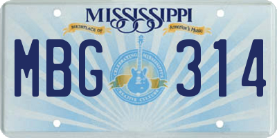 MS license plate MBG314