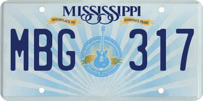 MS license plate MBG317