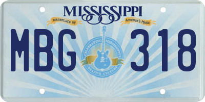 MS license plate MBG318