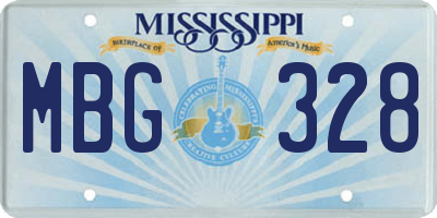 MS license plate MBG328