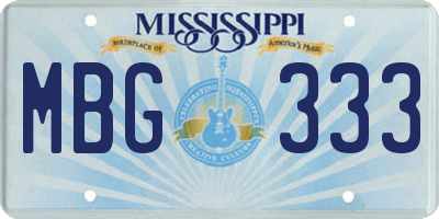 MS license plate MBG333