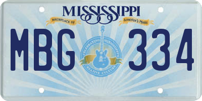 MS license plate MBG334