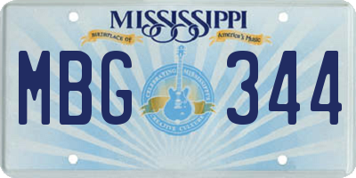MS license plate MBG344