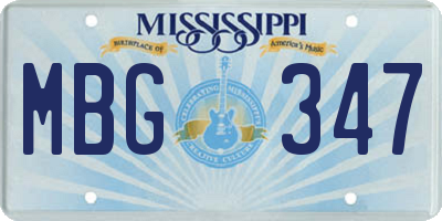 MS license plate MBG347