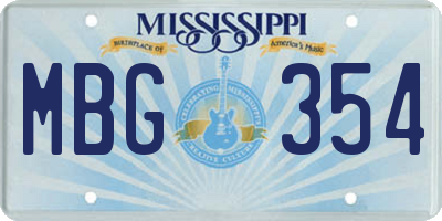 MS license plate MBG354