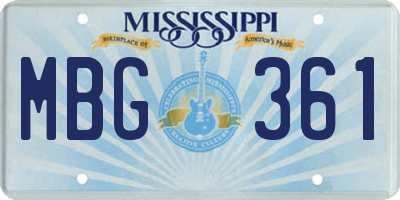 MS license plate MBG361