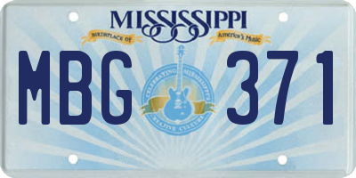 MS license plate MBG371