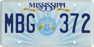 MS license plate MBG372