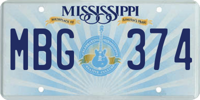 MS license plate MBG374